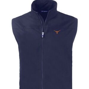 Cutter & Buck Navy Full-Zip Vest with Orange Longhorn Logo
